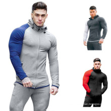 Stitching Zipper Design Slim-Fit Long-Sleeved Sports Hoodie